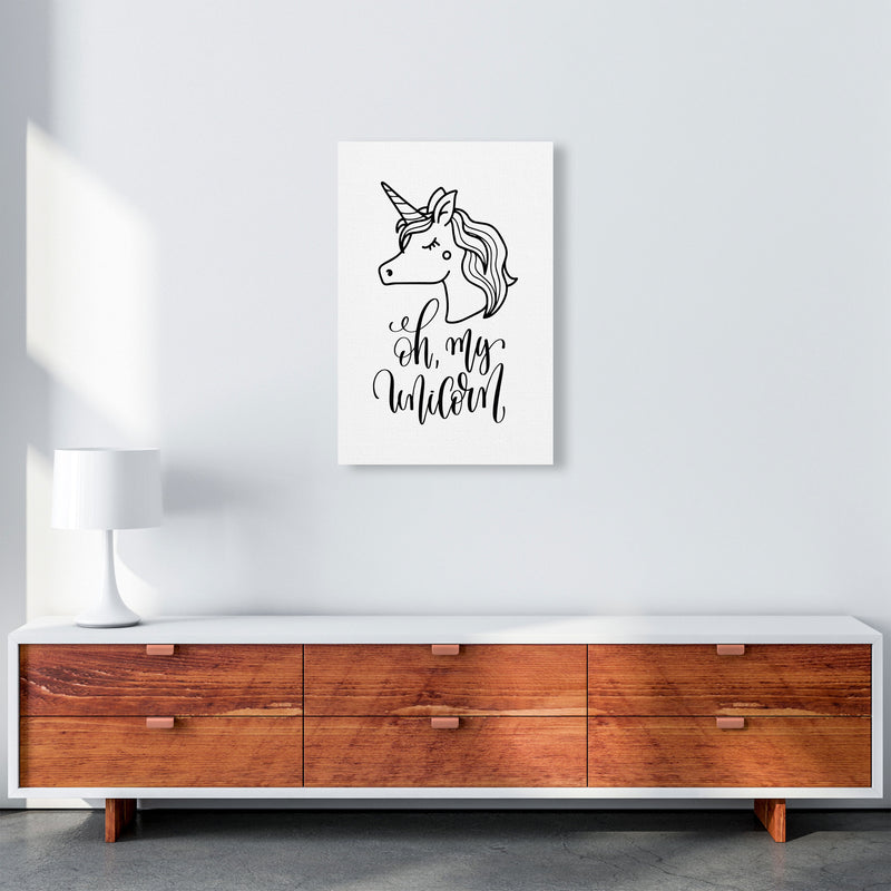 Oh My Unicorn Black Framed Nursey Wall Art Print A2 Canvas
