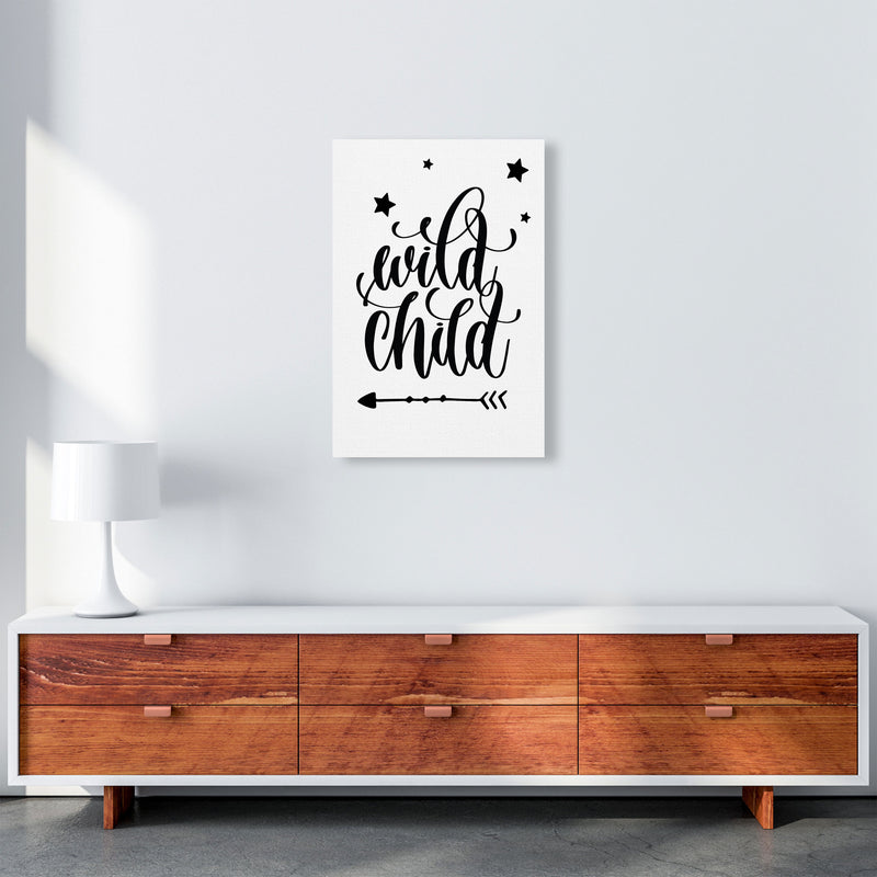 Wild Child Black Framed Nursey Wall Art Print A2 Canvas