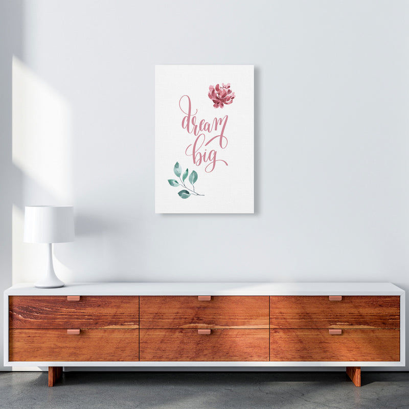 Dream Big Pink Floral Framed Typography Wall Art Print A2 Canvas