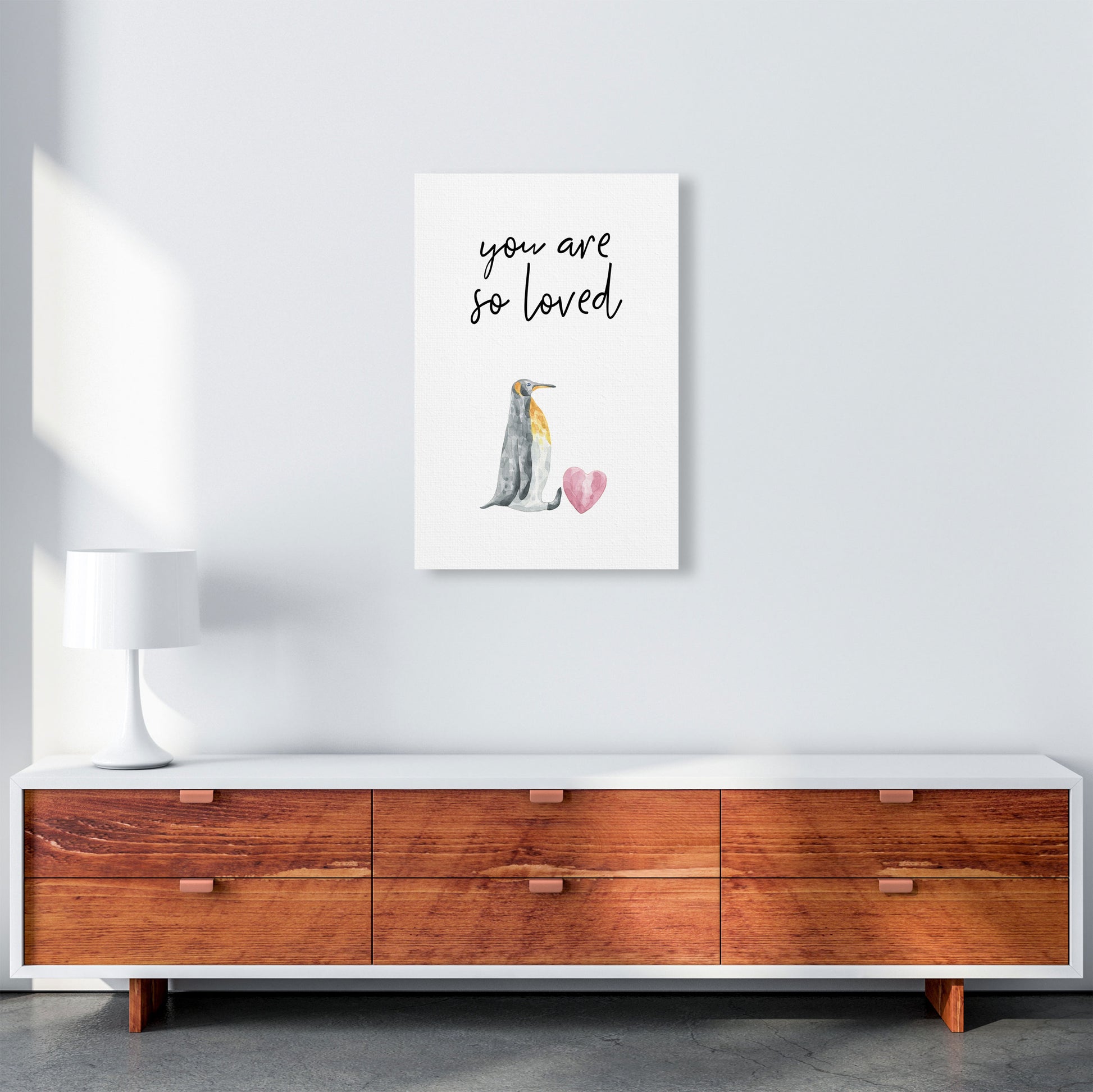 Penguin You Are So Loved Framed Nursey Wall Art Print A2 Canvas