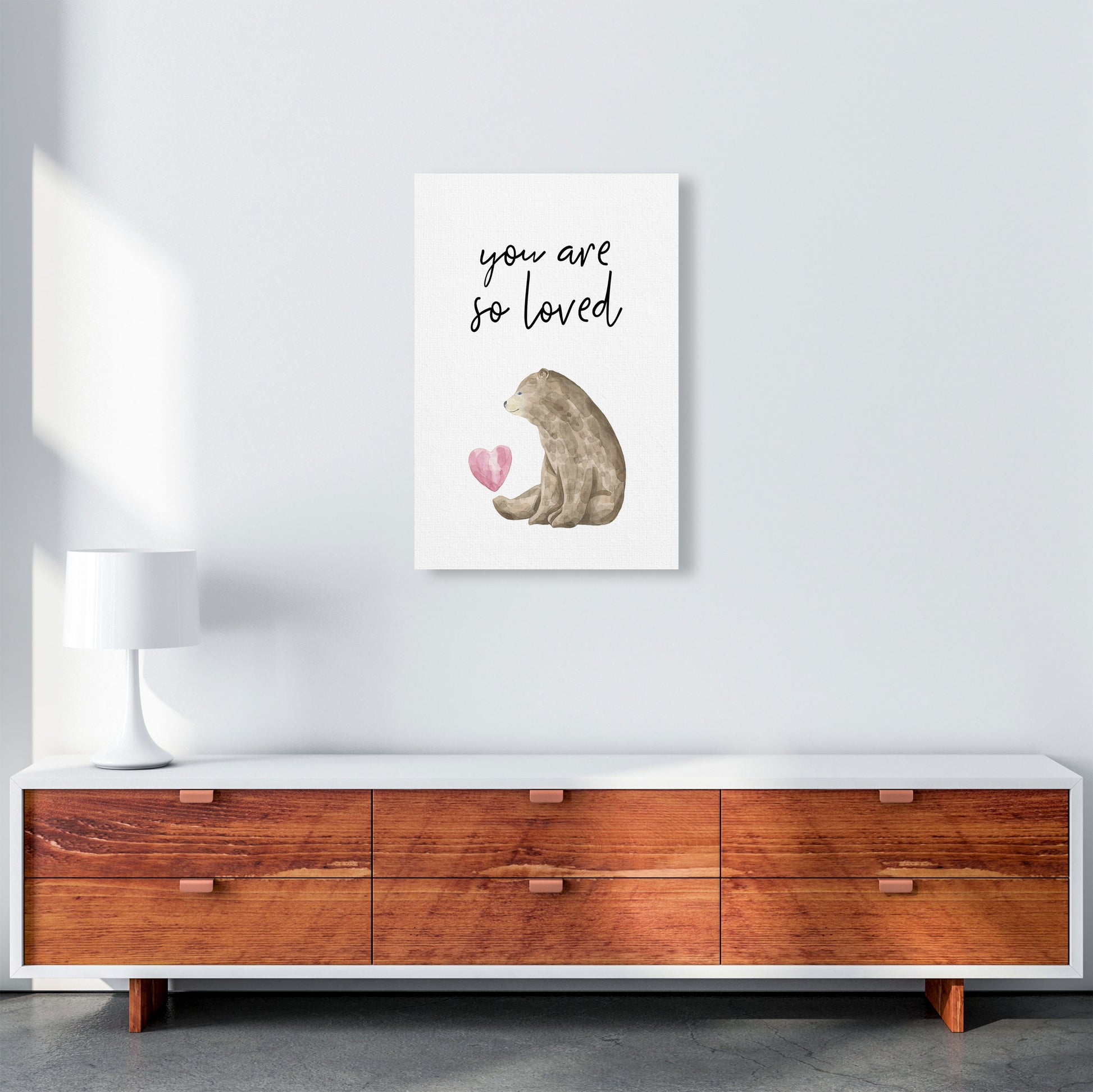 Brown Bear You Are So Loved Framed Nursey Wall Art Print A2 Canvas