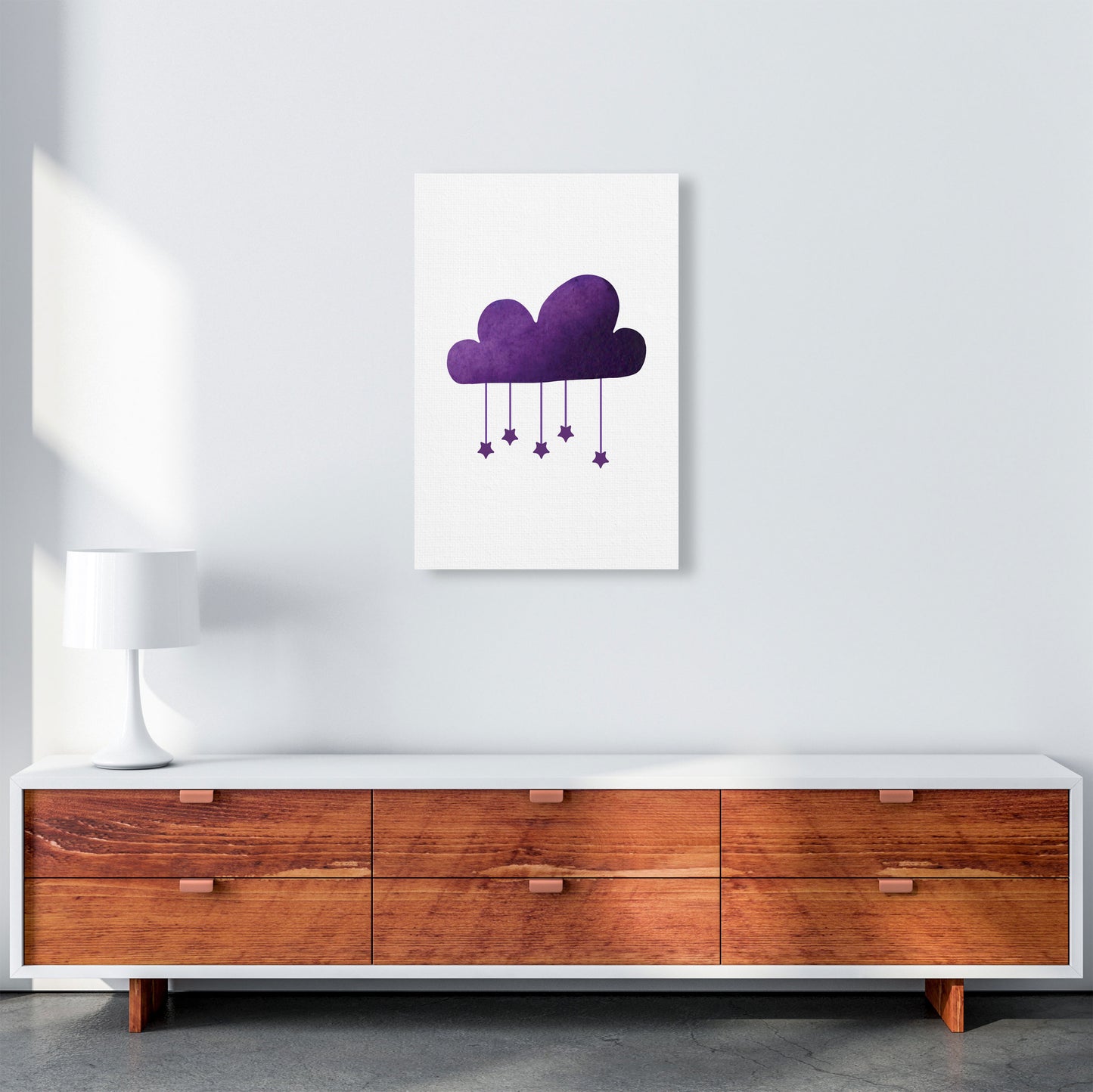 Purple Cloud Watercolour Modern Print A2 Canvas
