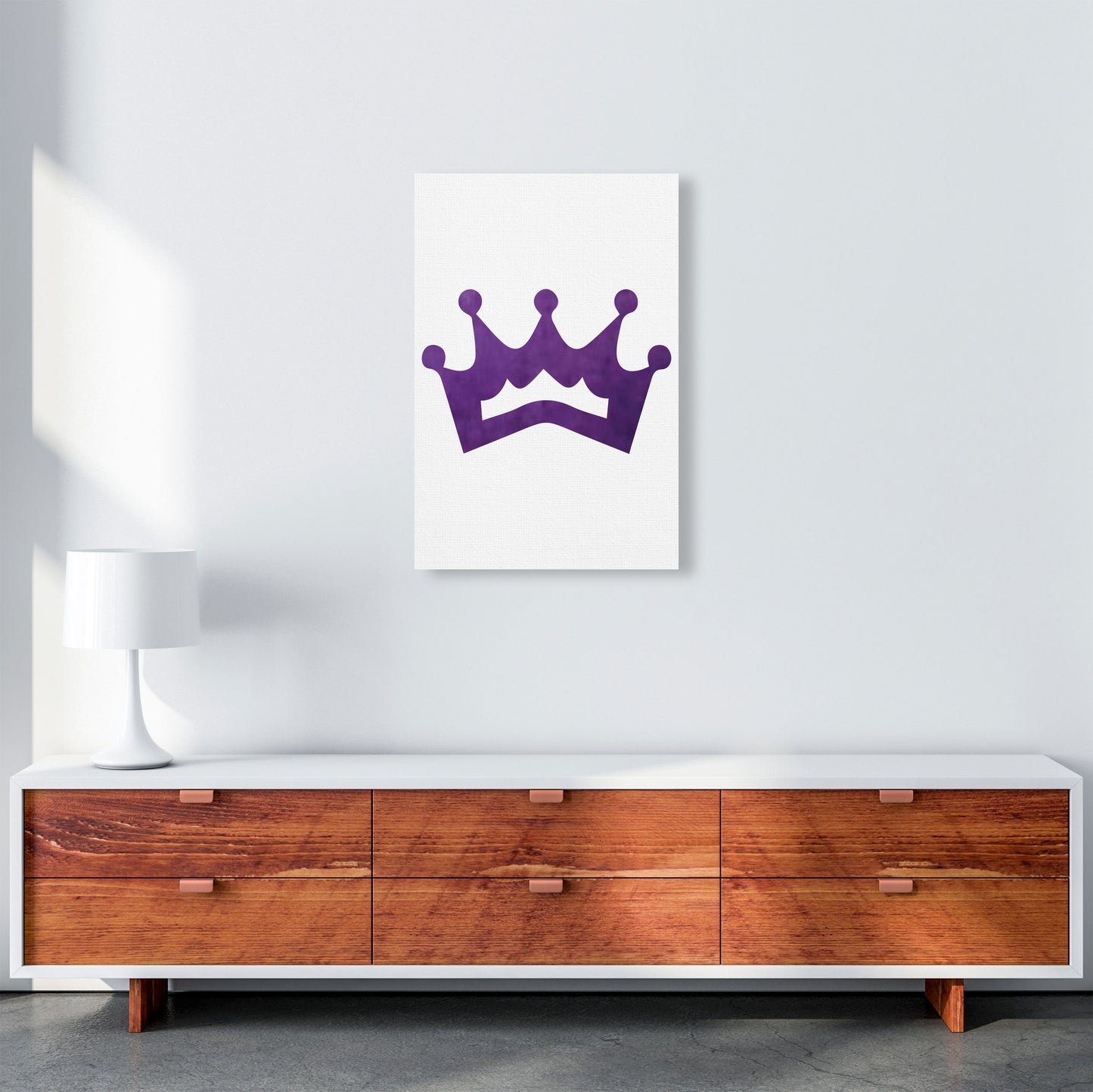 Purple Crown Watercolour Modern Print A2 Canvas