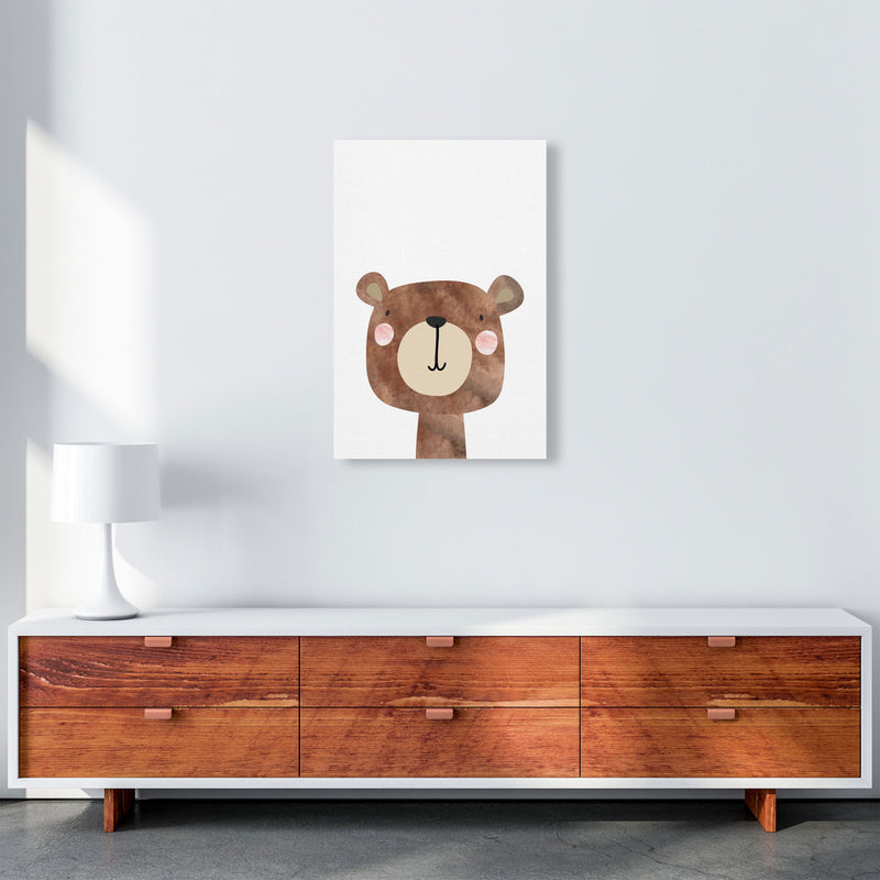 Scandi Brown Bear Watercolour Framed Nursey Wall Art Print A2 Canvas
