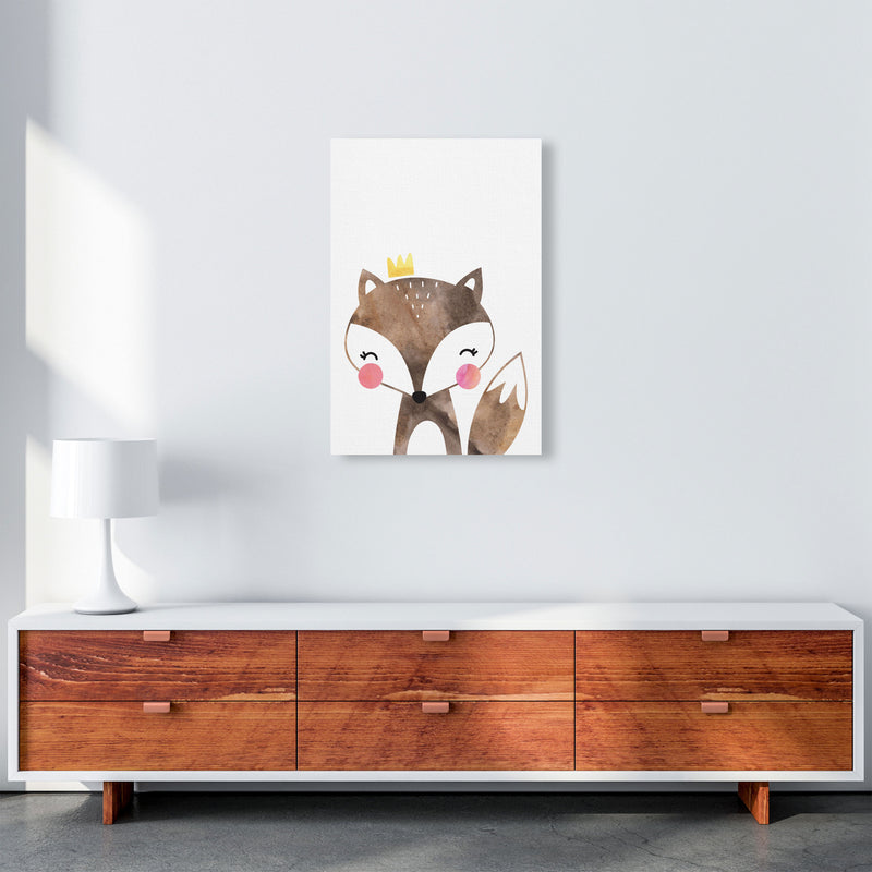 Scandi Brown Fox Watercolour Framed Nursey Wall Art Print A2 Canvas