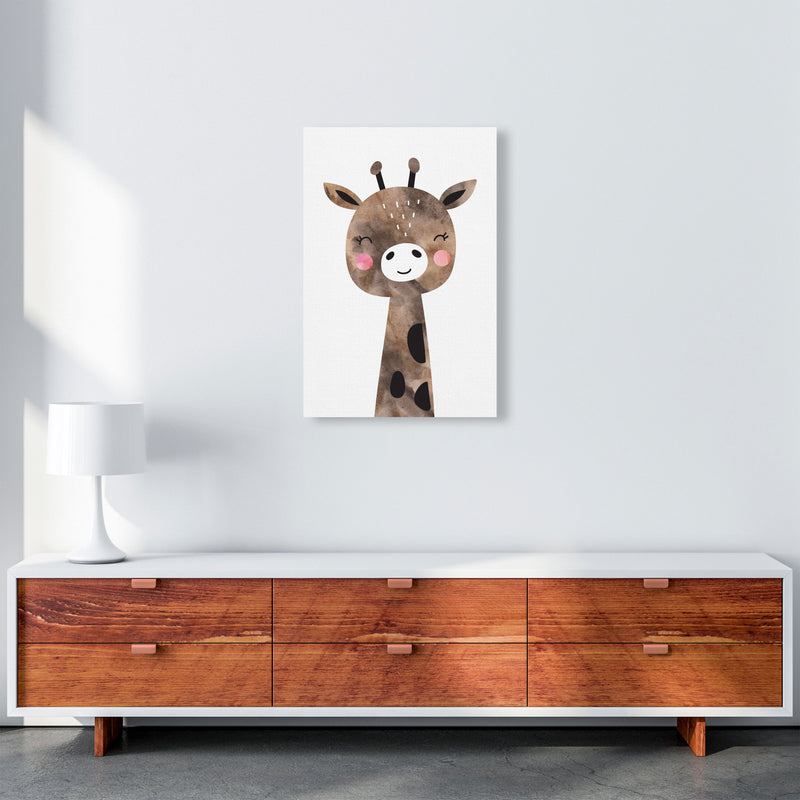 Scandi Brown Giraffe Watercolour Framed Nursey Wall Art Print A2 Canvas