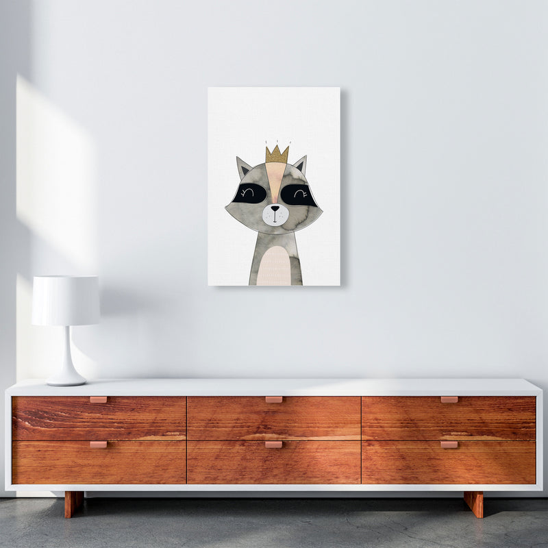 Scandi Grey Raccoon Watercolour Framed Nursey Wall Art Print A2 Canvas