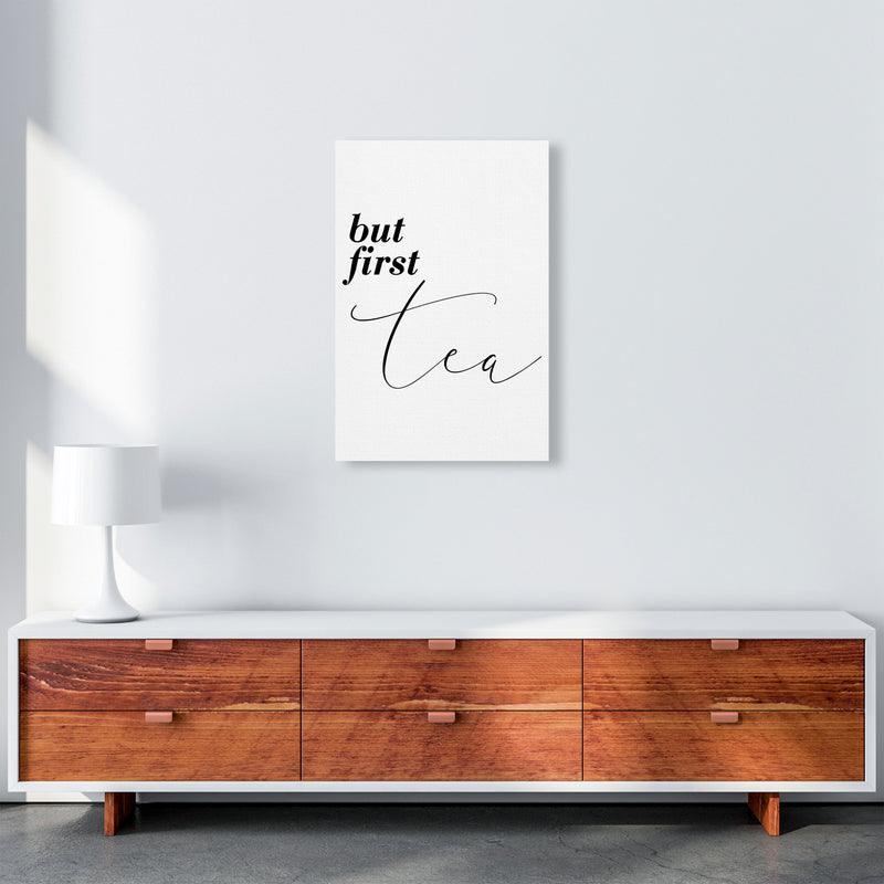 But First Tea Modern Print, Framed Kitchen Wall Art A2 Canvas