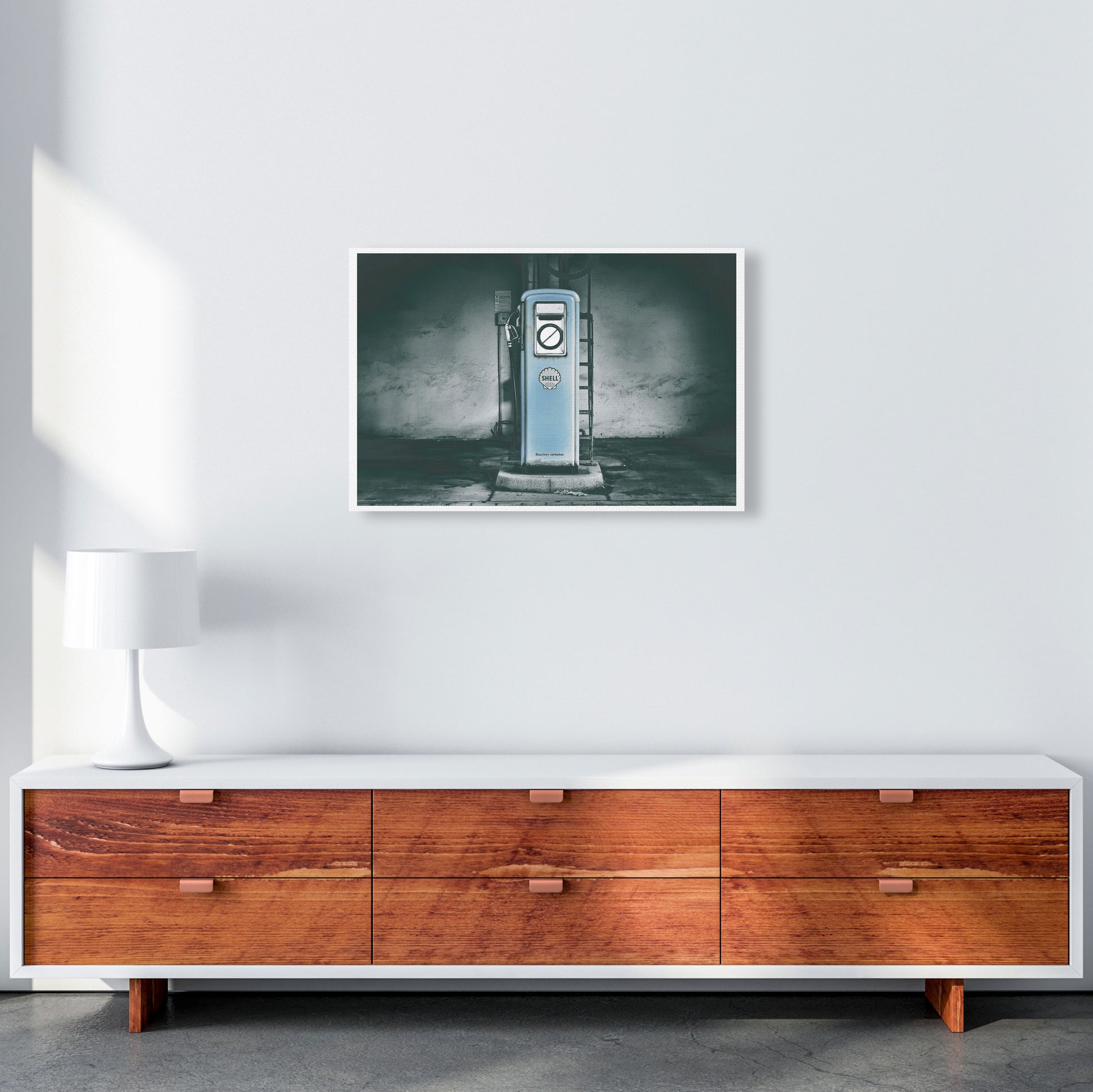 Little Blue Gas Pump Modern Print A2 Canvas
