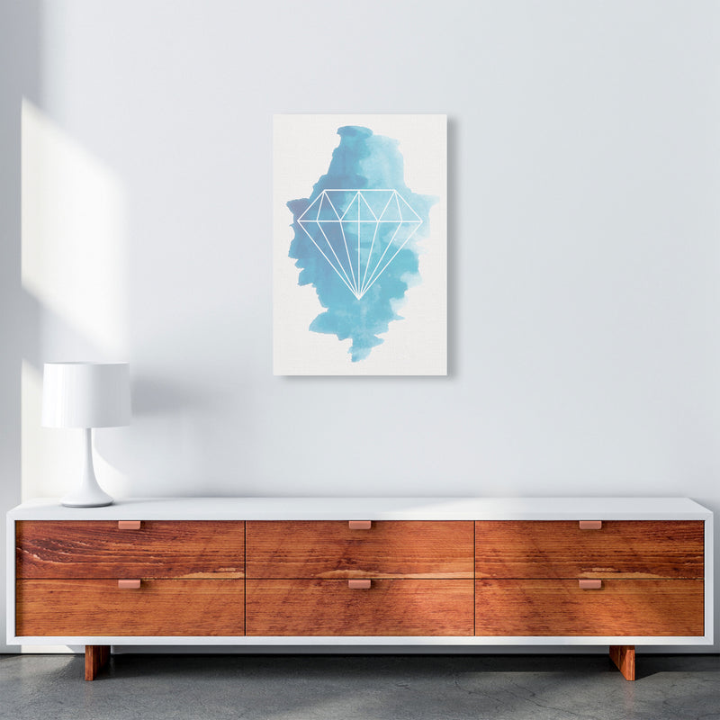 Geo Diamond Blue Watercolour Modern Print A2 Canvas