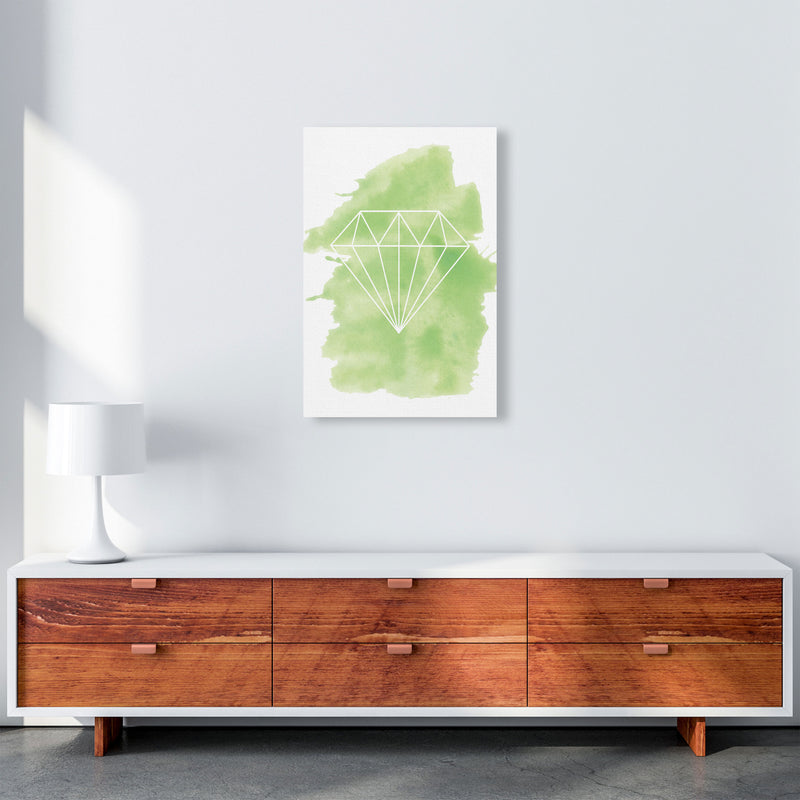 Geo Diamond Green Watercolour Modern Print A2 Canvas