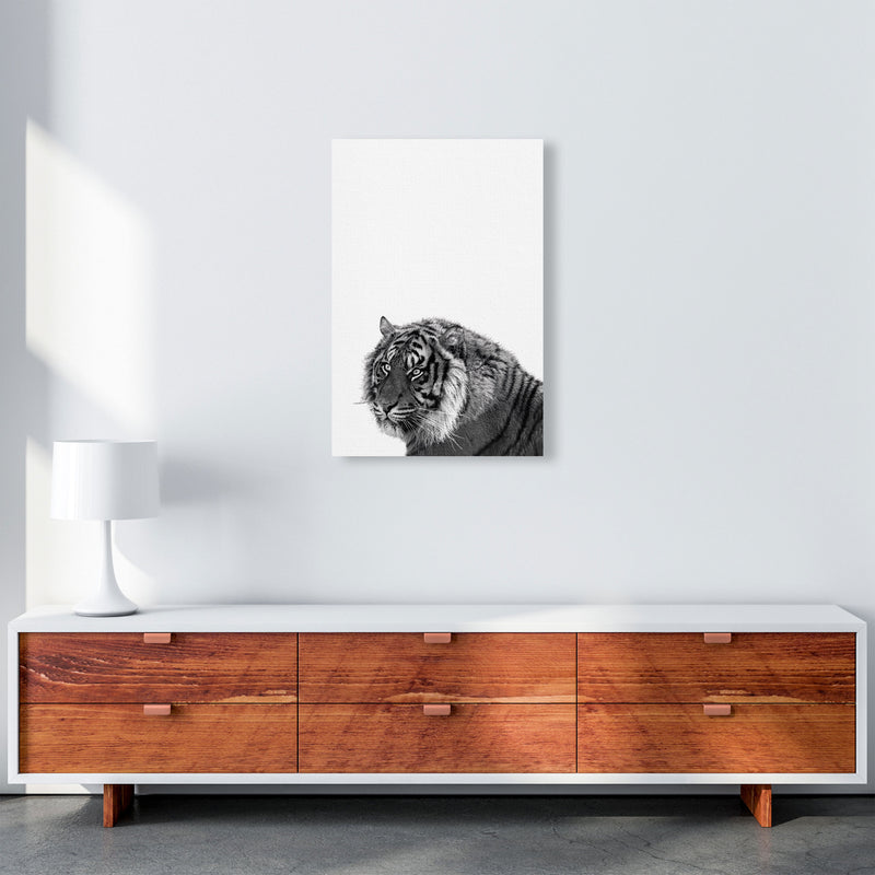 Black And White Tiger Modern Print Animal Art Print A2 Canvas