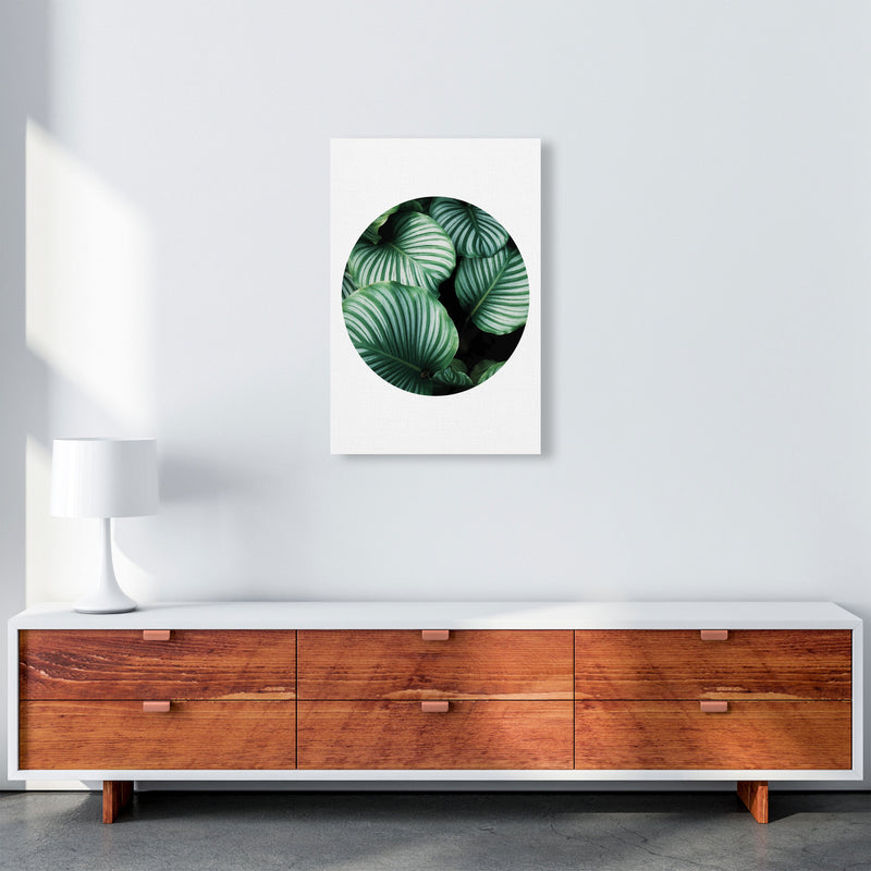 Green Leaves Circle Modern Print, Framed Botanical & Nature Art Print A2 Canvas