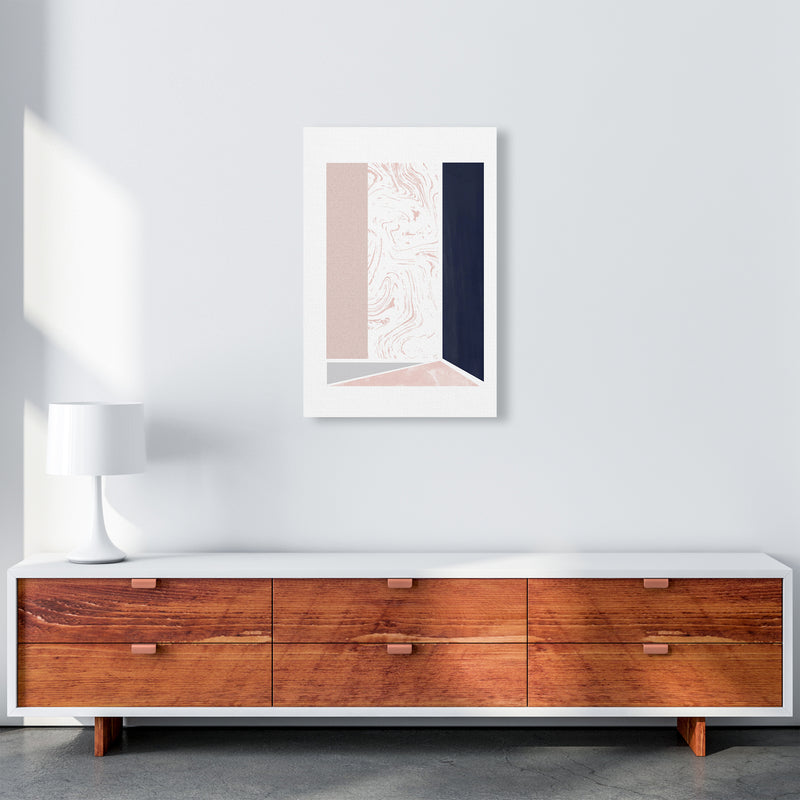 Navy And Marble Pink 2 Art Print by Pixy Paper A2 Canvas
