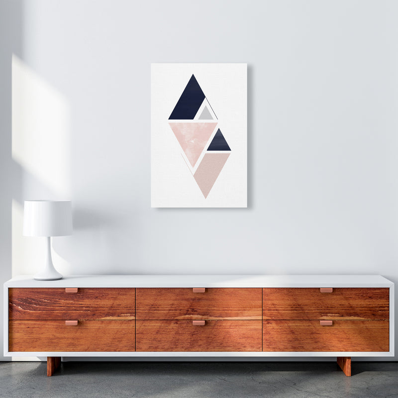 Navy And Marble Pink 3 Art Print by Pixy Paper A2 Canvas