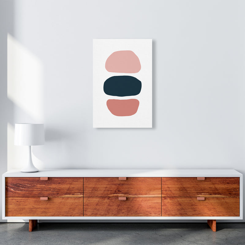 Pink And Navy Abstract Stones 1 Art Print by Pixy Paper A2 Canvas