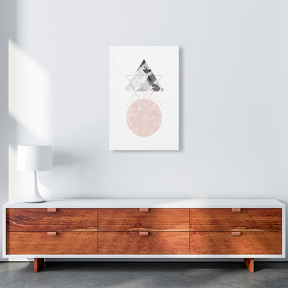 Marble Triangle And Circle Black And Pink Abstract  Art Print by Pixy Paper A2 Canvas
