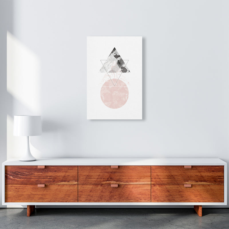 Marble Triangle And Circle Black And Pink Abstract  Art Print by Pixy Paper A2 Canvas