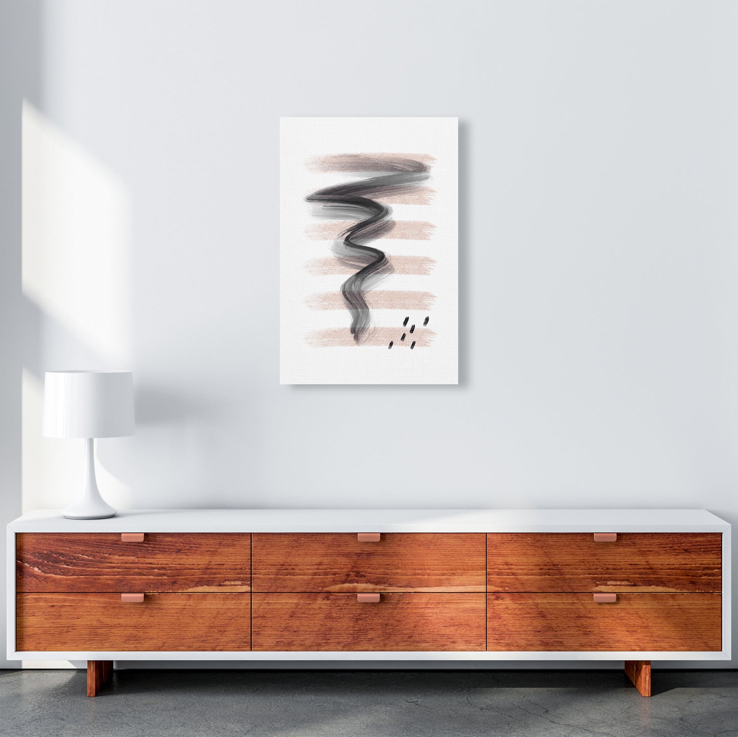 Dalia Chalk Pink Lines Black Storm  Art Print by Pixy Paper A2 Canvas