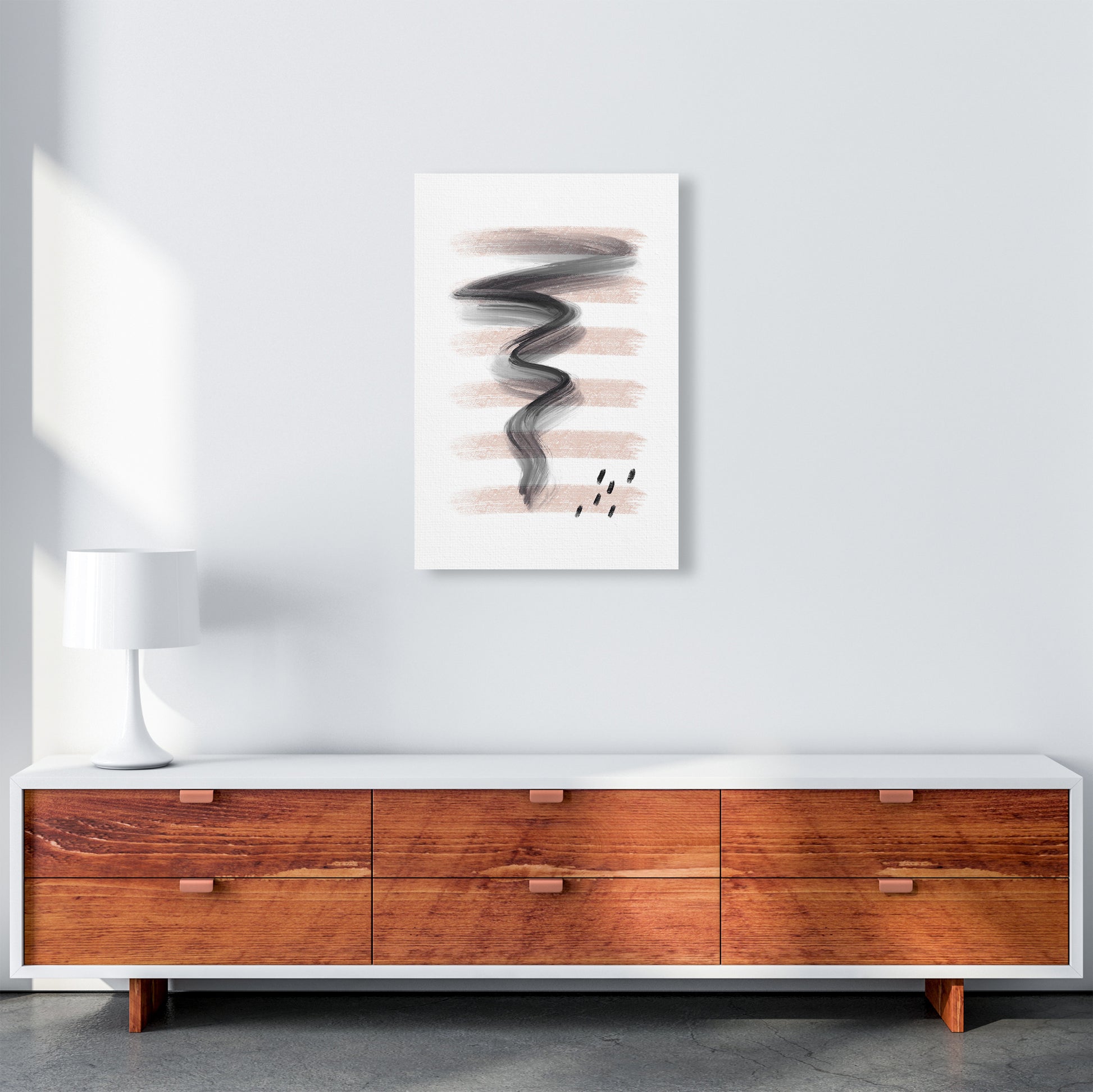 Dalia Chalk Pink Lines Black Storm  Art Print by Pixy Paper A2 Canvas