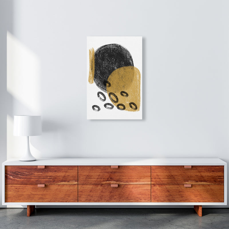 Dalia Chalk Black And Gold Bubbles  Art Print by Pixy Paper A2 Canvas