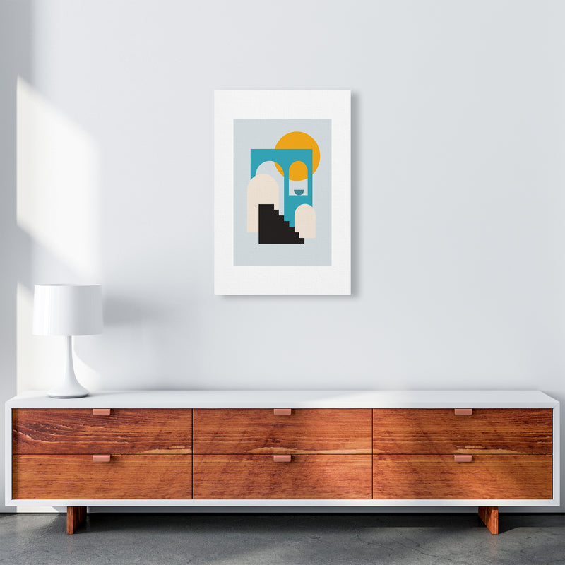 Mita Teal Stairs To Sun N5  Art Print by Pixy Paper A2 Canvas