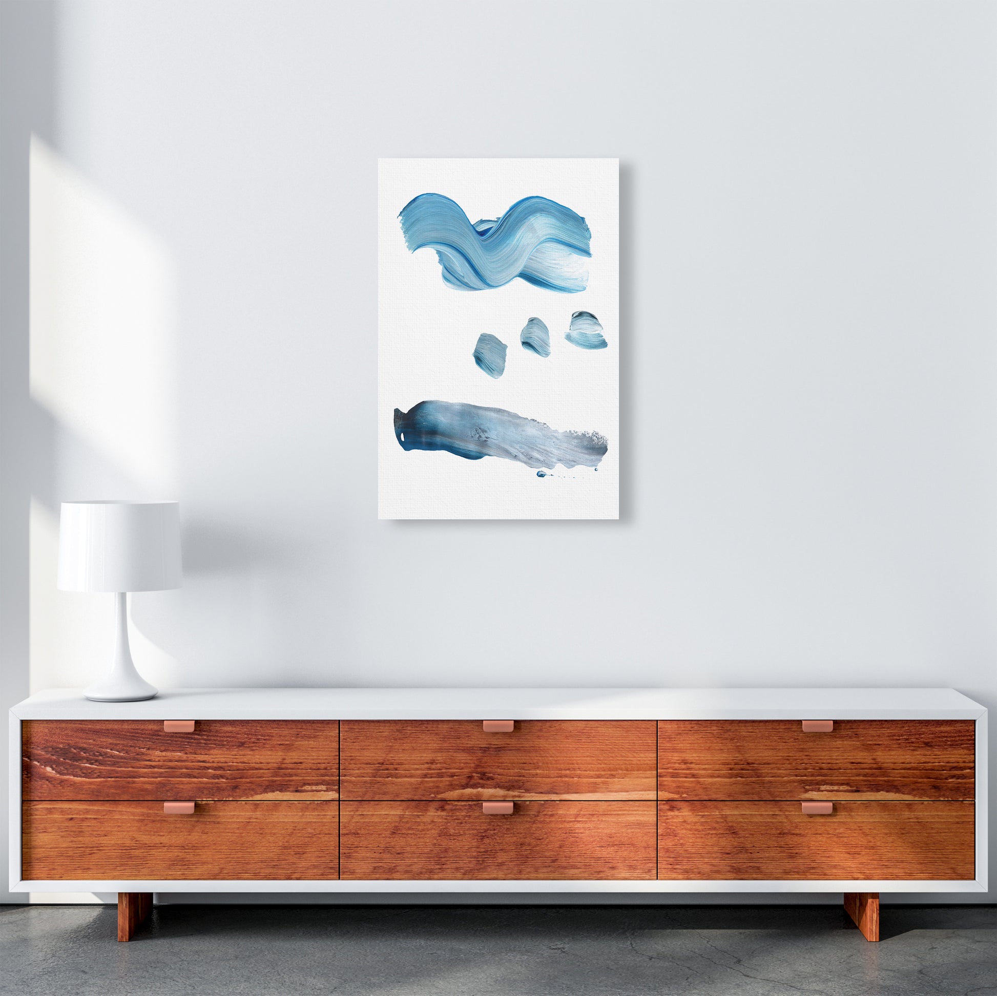 Light Blue Paint Strokes  Art Print by Pixy Paper A2 Canvas