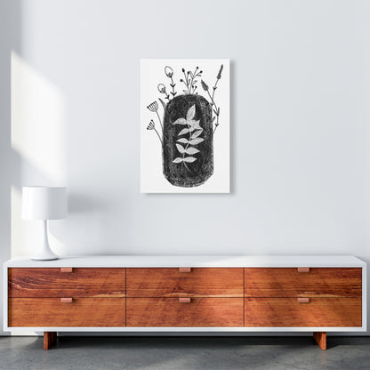 Dalia Chalk Black Floral  Art Print by Pixy Paper A2 Canvas