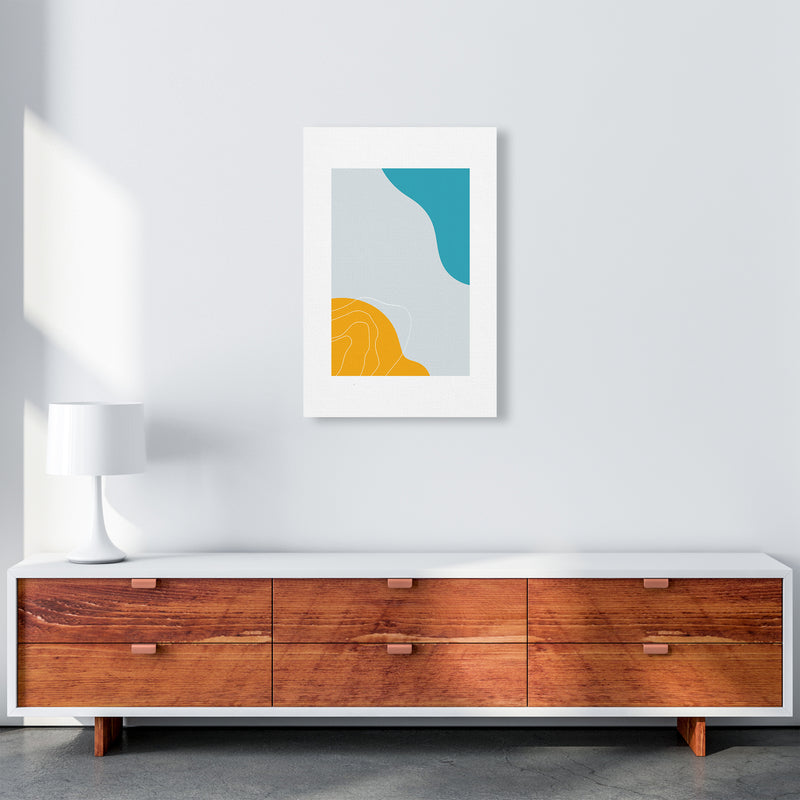 Mita Teal Abstract N19  Art Print by Pixy Paper A2 Canvas