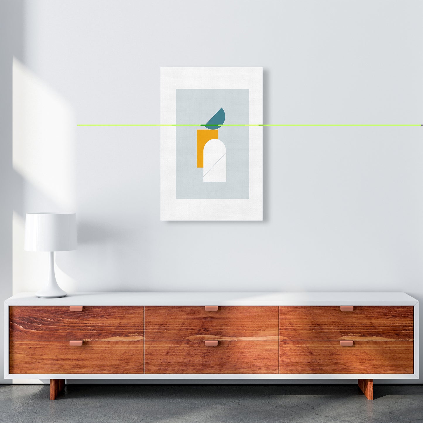 Mita Teal Abstract N10  Art Print by Pixy Paper A2 Canvas