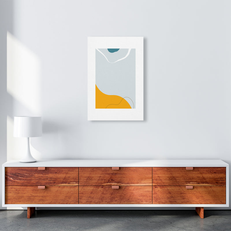 Mita Teal Abstract N21  Art Print by Pixy Paper A2 Canvas