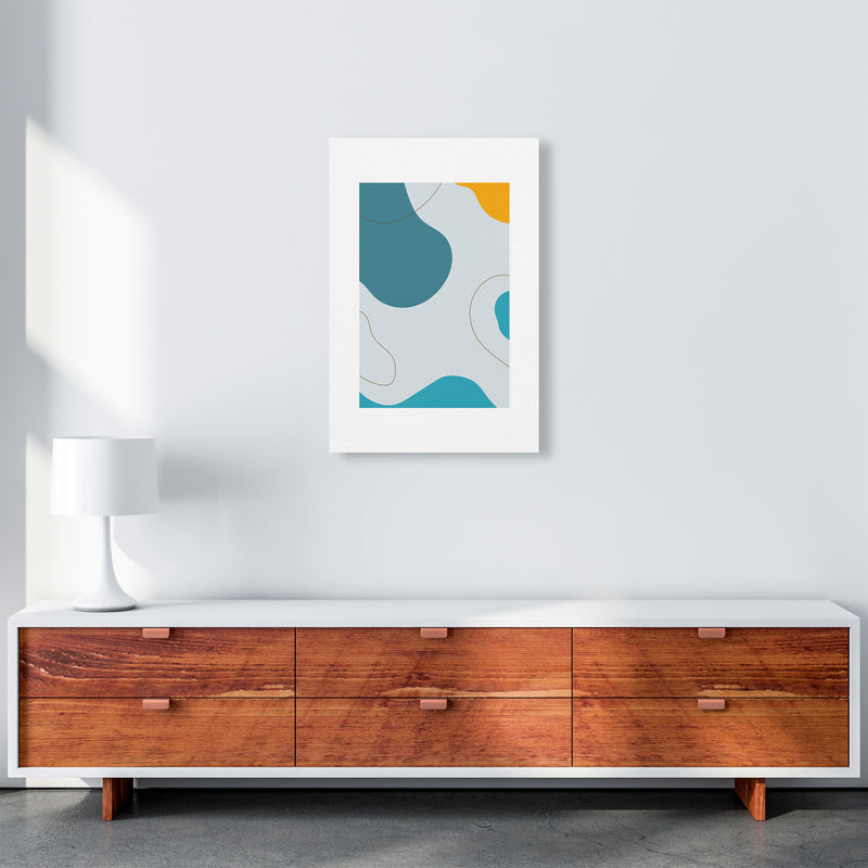 Mita Teal Abstract N16  Art Print by Pixy Paper A2 Canvas