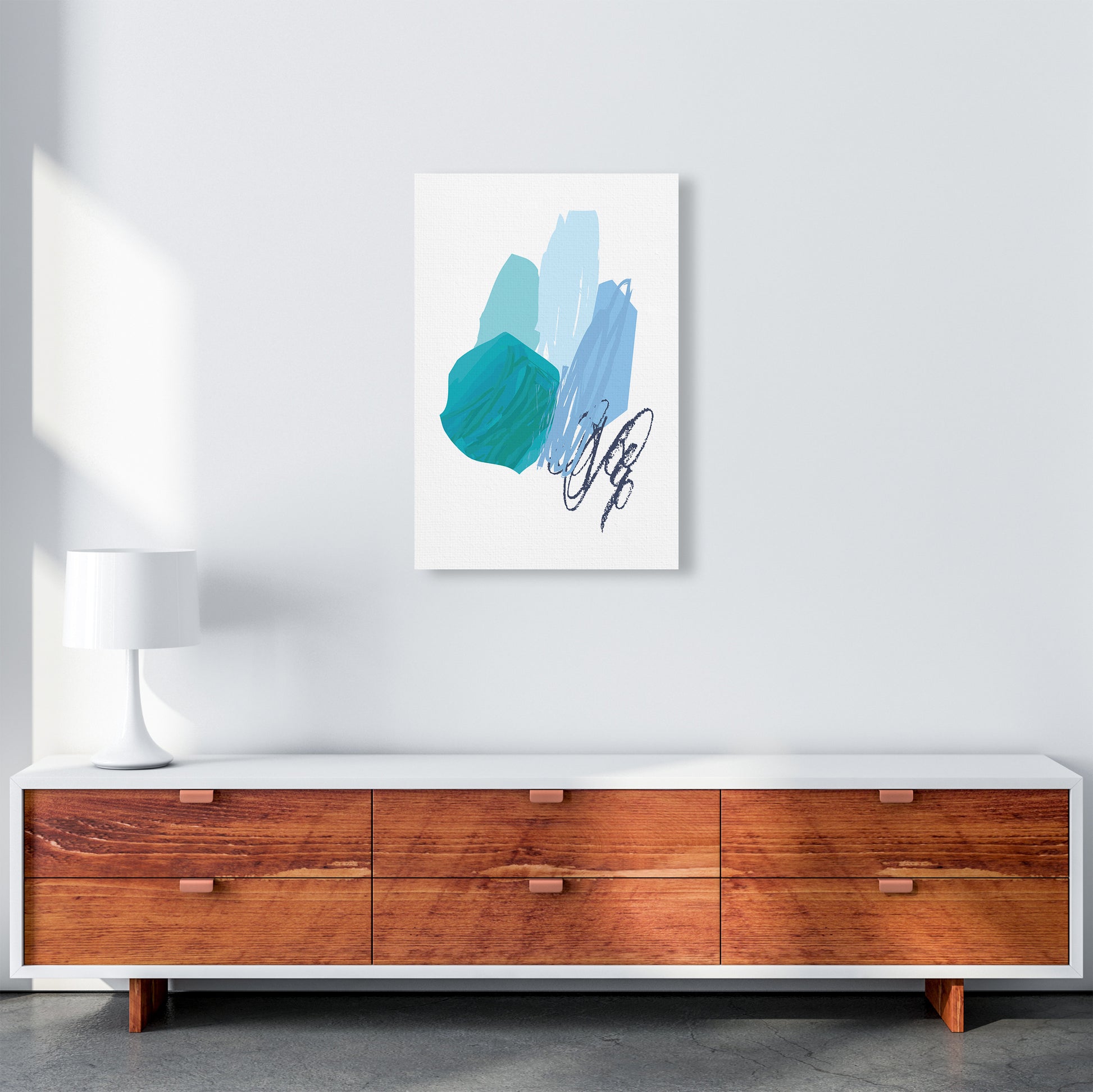 Blue Palette Drawings  Art Print by Pixy Paper A2 Canvas