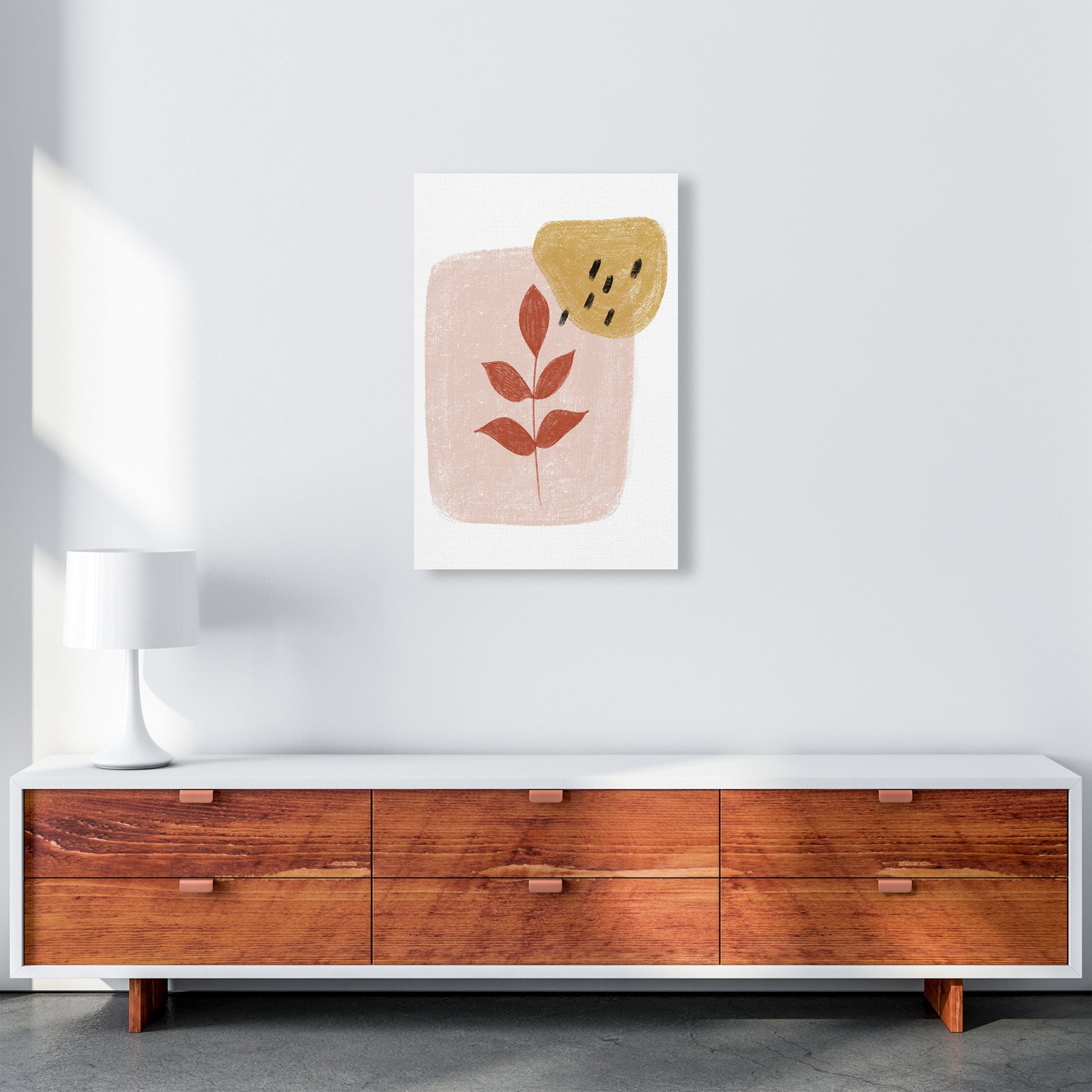 Dalia Chalk Red Leaf  Art Print by Pixy Paper A2 Canvas
