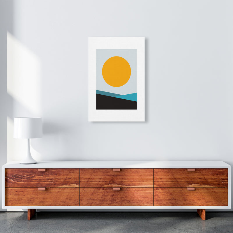 Mita Teal Big Sun N6  Art Print by Pixy Paper A2 Canvas