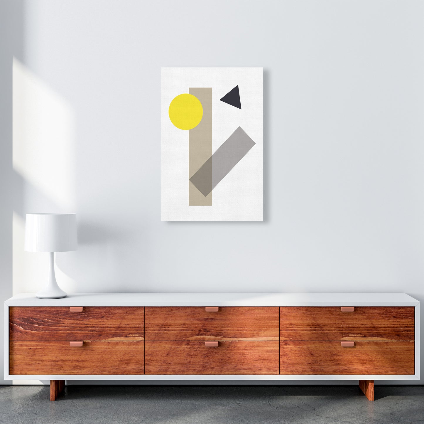Random Geo Yellow  Art Print by Pixy Paper A2 Canvas