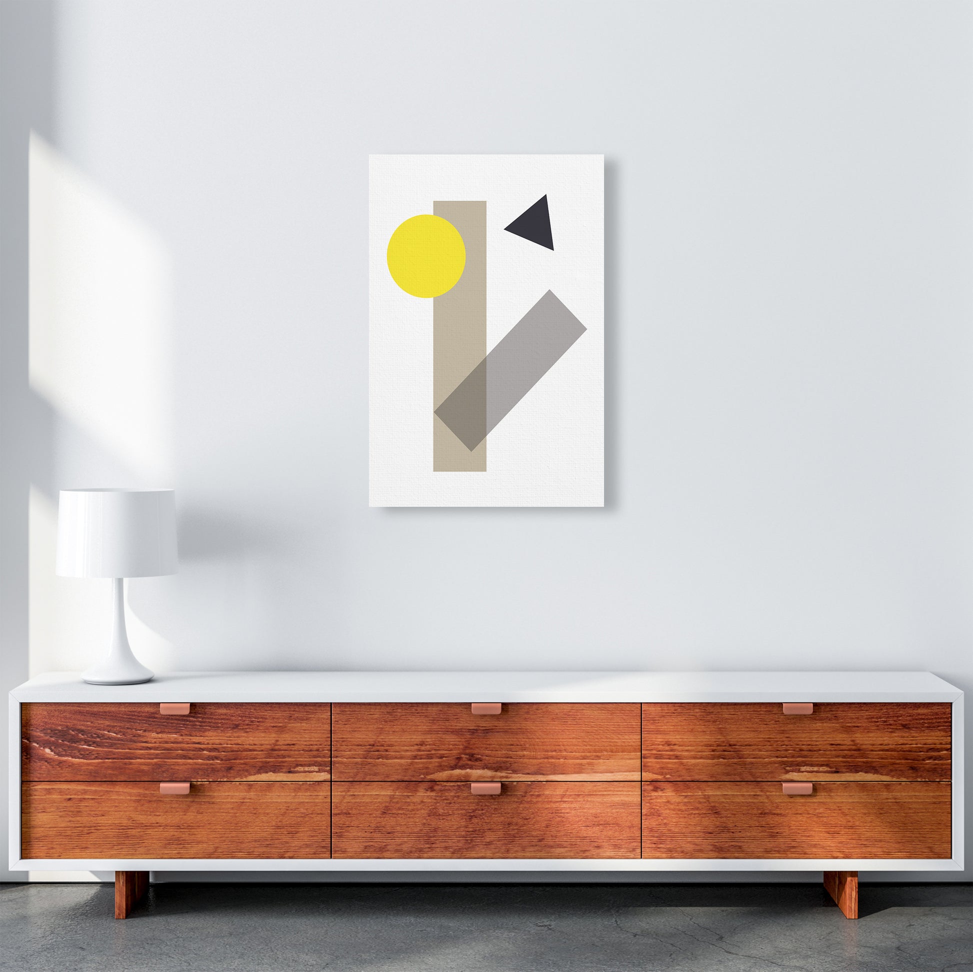 Random Geo Yellow  Art Print by Pixy Paper A2 Canvas