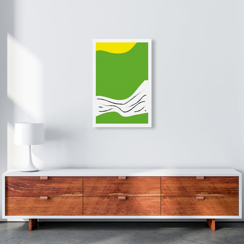 Green Lines Neon Funk  Art Print by Pixy Paper A2 Canvas