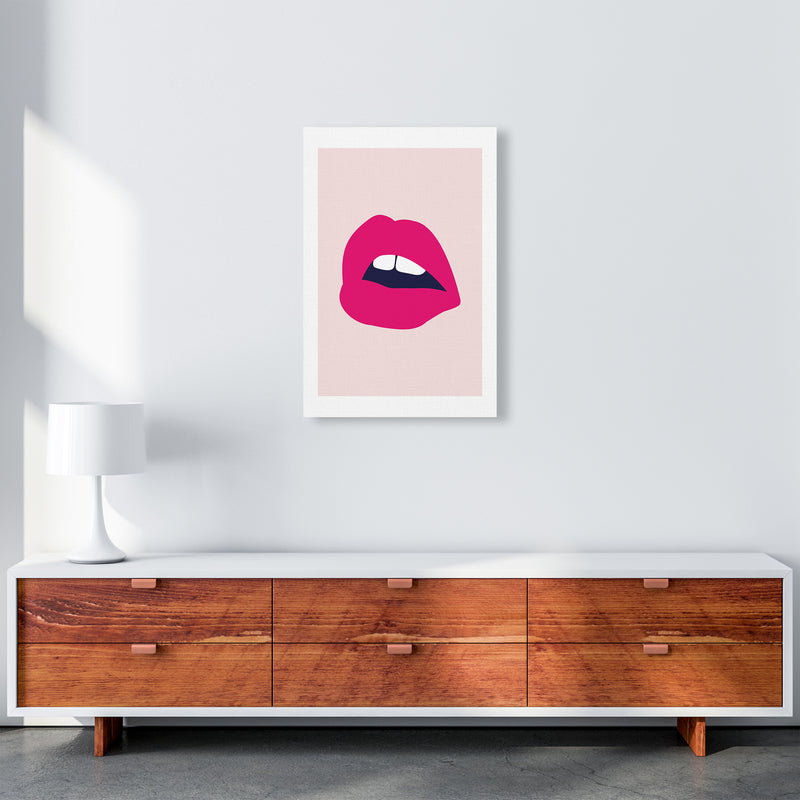 Pink Lips Salmon Back  Art Print by Pixy Paper A2 Canvas