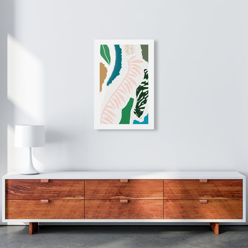 Pink Leaf Jungle Abstract  Art Print by Pixy Paper A2 Canvas