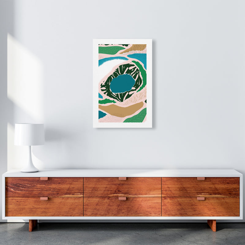 Blue Lake Jungle Abstract  Art Print by Pixy Paper A2 Canvas