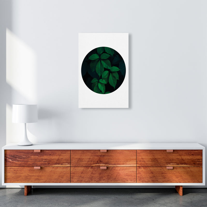 Deep Green Leaf Circle  Art Print by Pixy Paper A2 Canvas