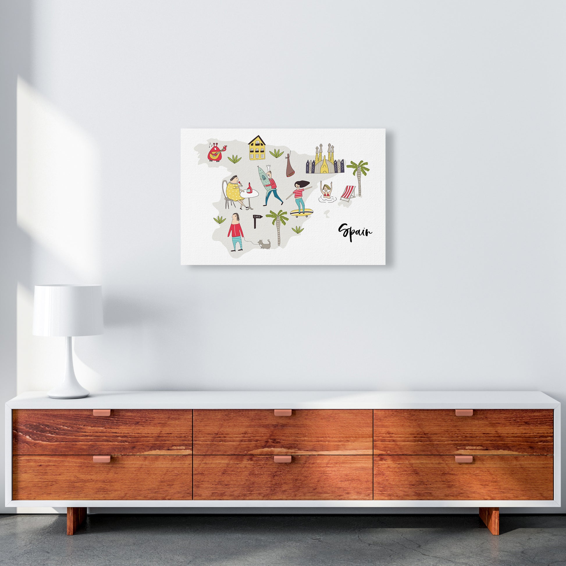 Spain Map  Art Print by Pixy Paper A2 Canvas