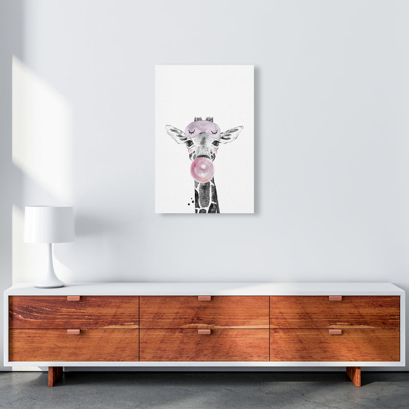 Safari Babies Giraffe With Bubble  Art Print by Pixy Paper A2 Canvas