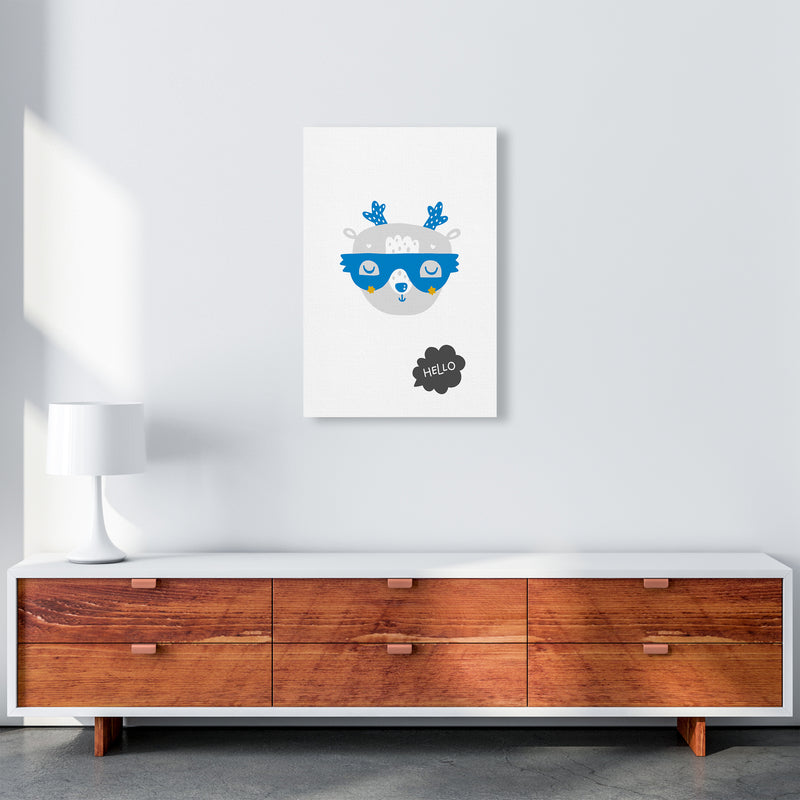 Hello Animal Blue Super Scandi  Art Print by Pixy Paper A2 Canvas