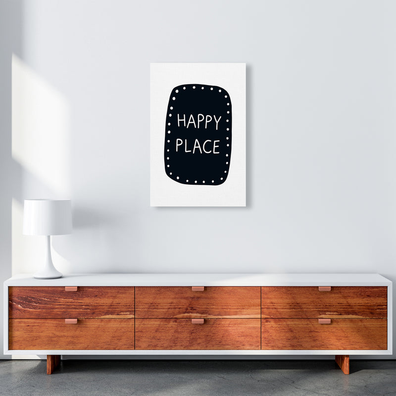 Happy Place Super Scandi Black  Art Print by Pixy Paper A2 Canvas