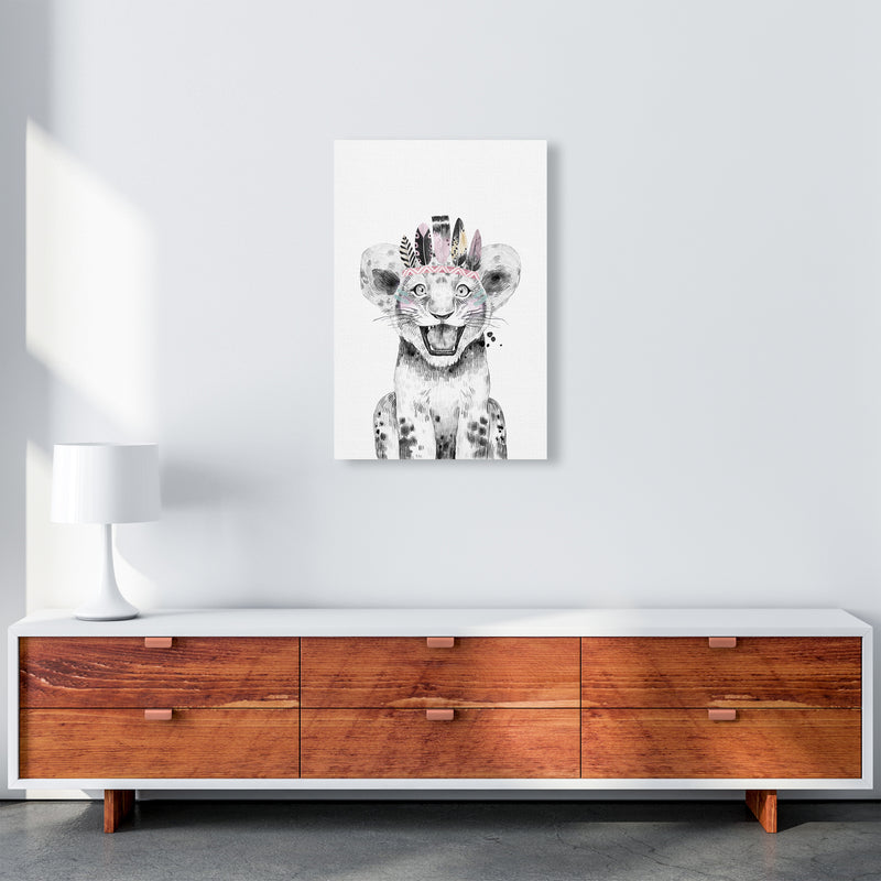Safari Babies Tiger Feathers  Art Print by Pixy Paper A2 Canvas