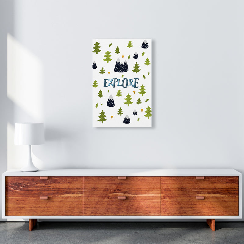 Little Explorer Trees Blue  Art Print by Pixy Paper A2 Canvas