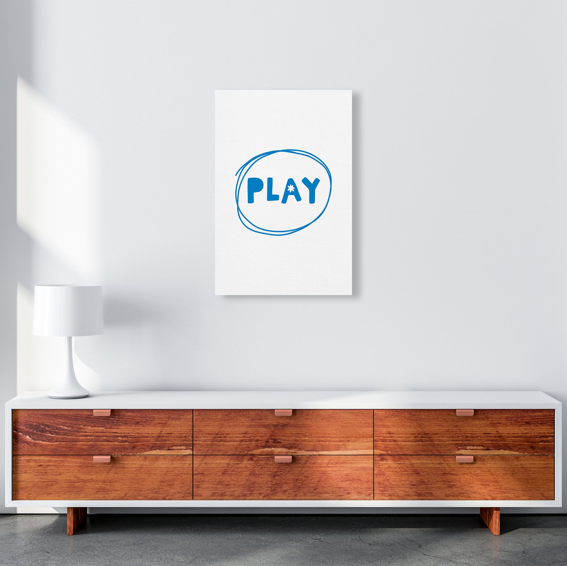 Play Blue Super Scandi  Art Print by Pixy Paper A2 Canvas