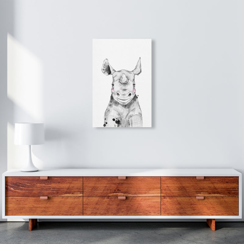 Safari Babies Rhino  Art Print by Pixy Paper A2 Canvas